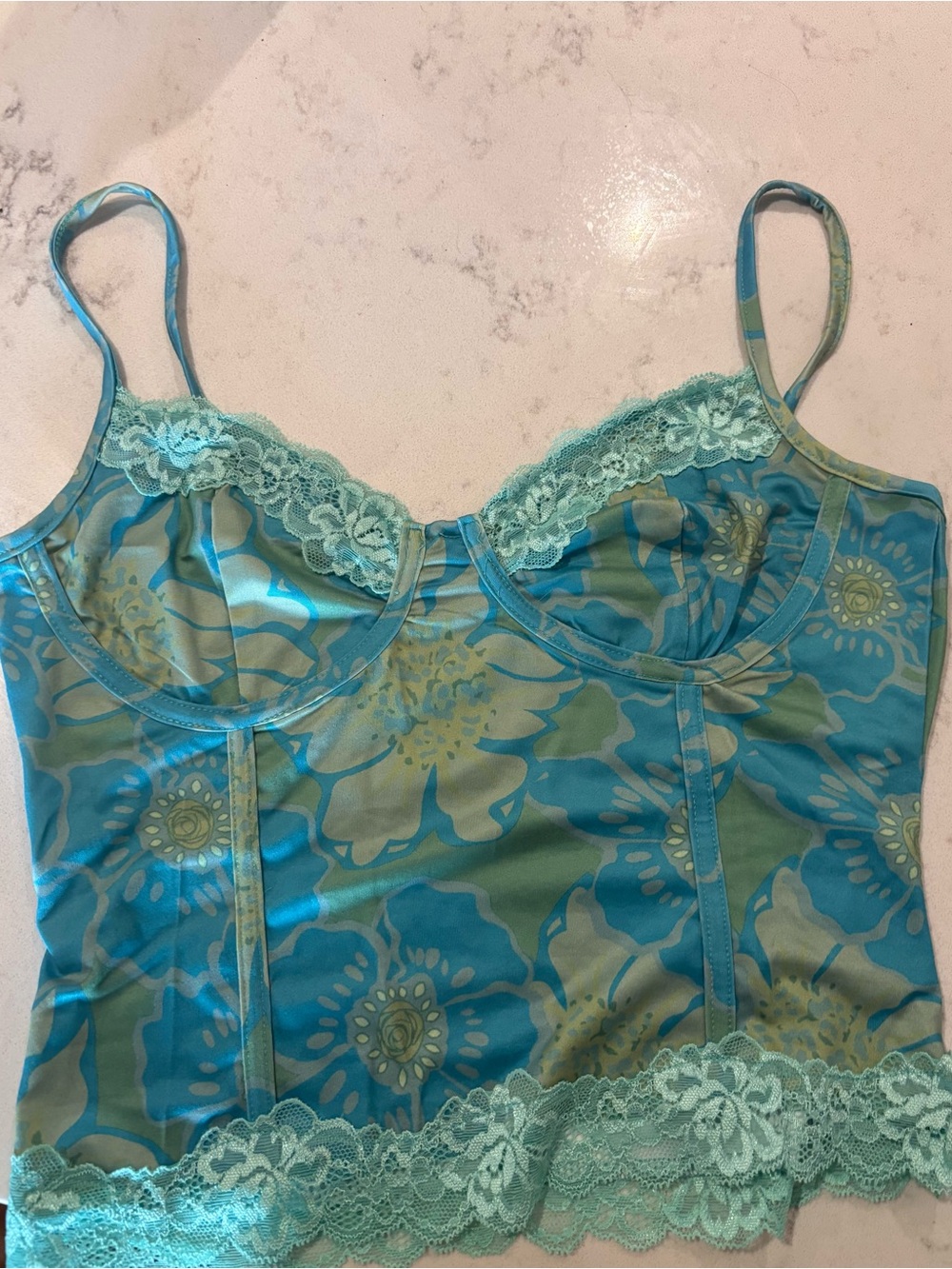 Floral Lace Trim Camisole Top